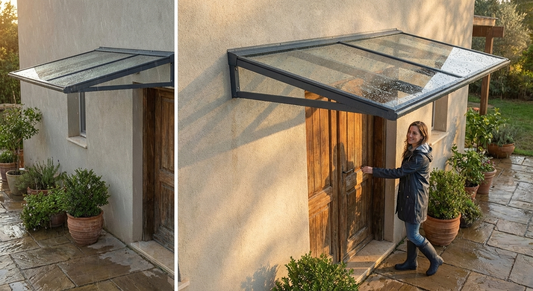 Acrylic canopy with dark grey aluminium frame - product detail