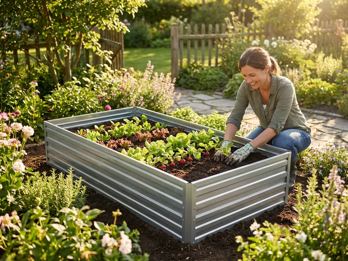 Raised garden bed made from galvanised steel - view 3