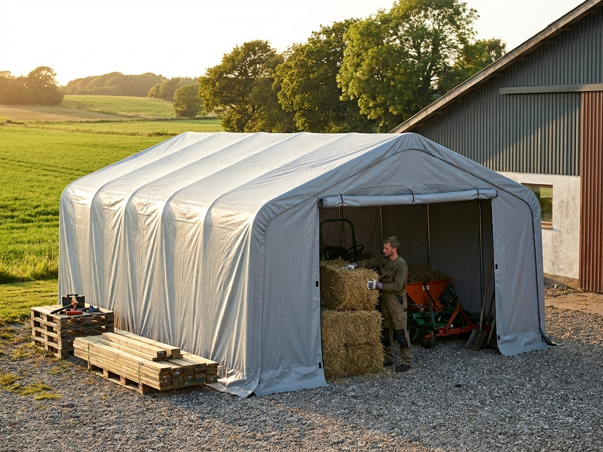 Industrial storage shelter 6x6x3.7 m in grey - view 3