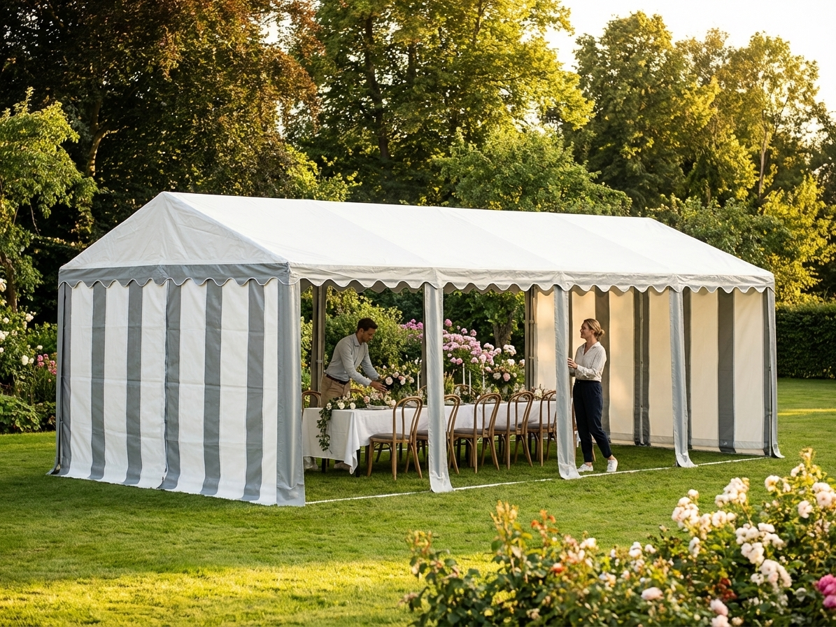 White and Grey PVC Marquee Roof Cover 5x12m - view 3