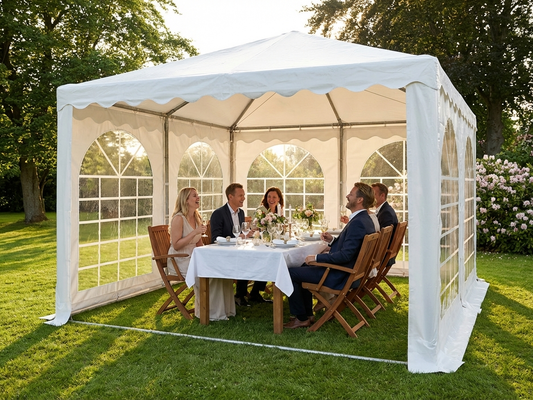 White 4x4 m pagoda marquee made of PVC and steel for outdoor events - product detail