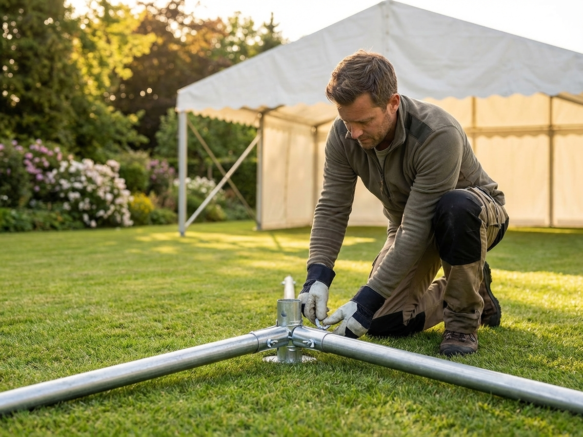 Ground bar frame for 6x6m marquee in galvanised steel - view 3