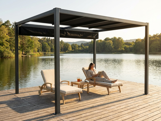 Pergola Gazebo 4x3m in Black/Dark Grey for garden and patio - product detail