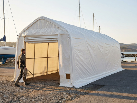 White storage tent, 5.5x15 metres, outdoor shelter - product detail