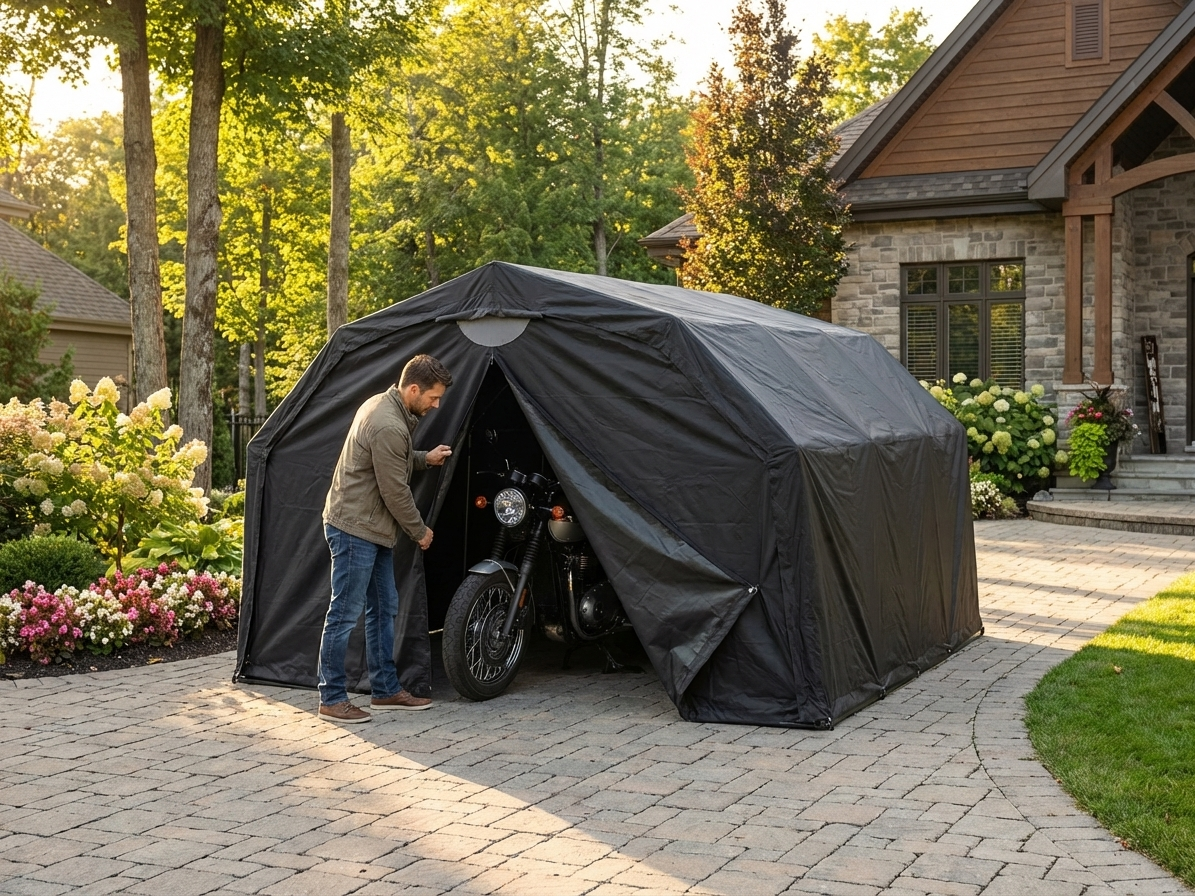 Folding Garage in Black with Oxford Fabric and Steel Frame - view 3