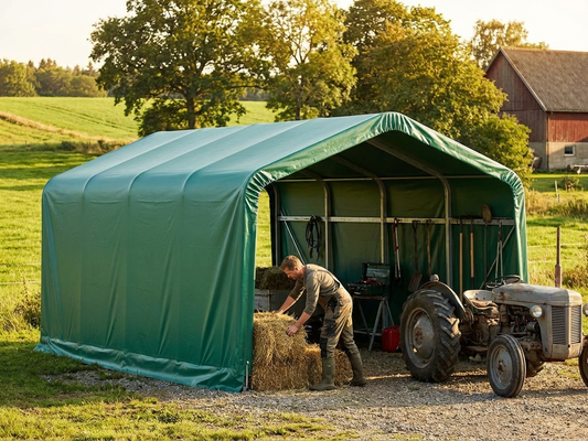PVC roof cover in green for storage shelter, 4x8 m - product detail