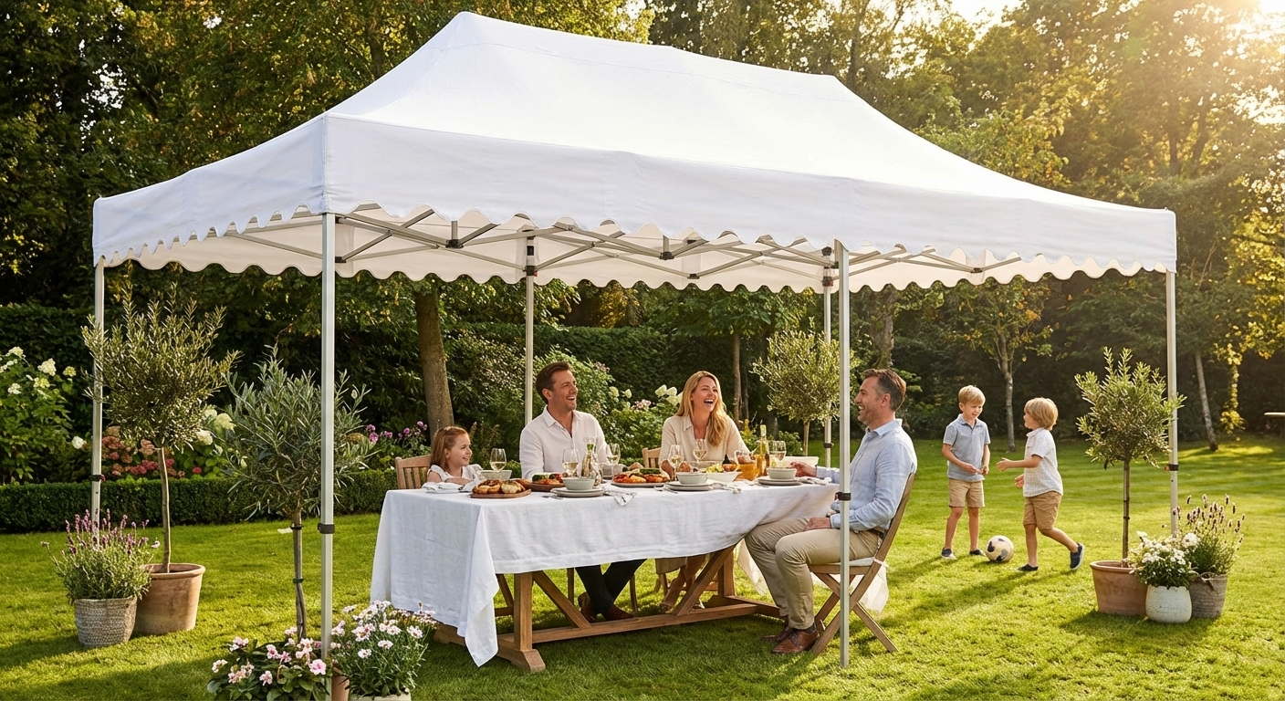 Pop Up Gazebo 3x6 m White with Steel Frame - view 3