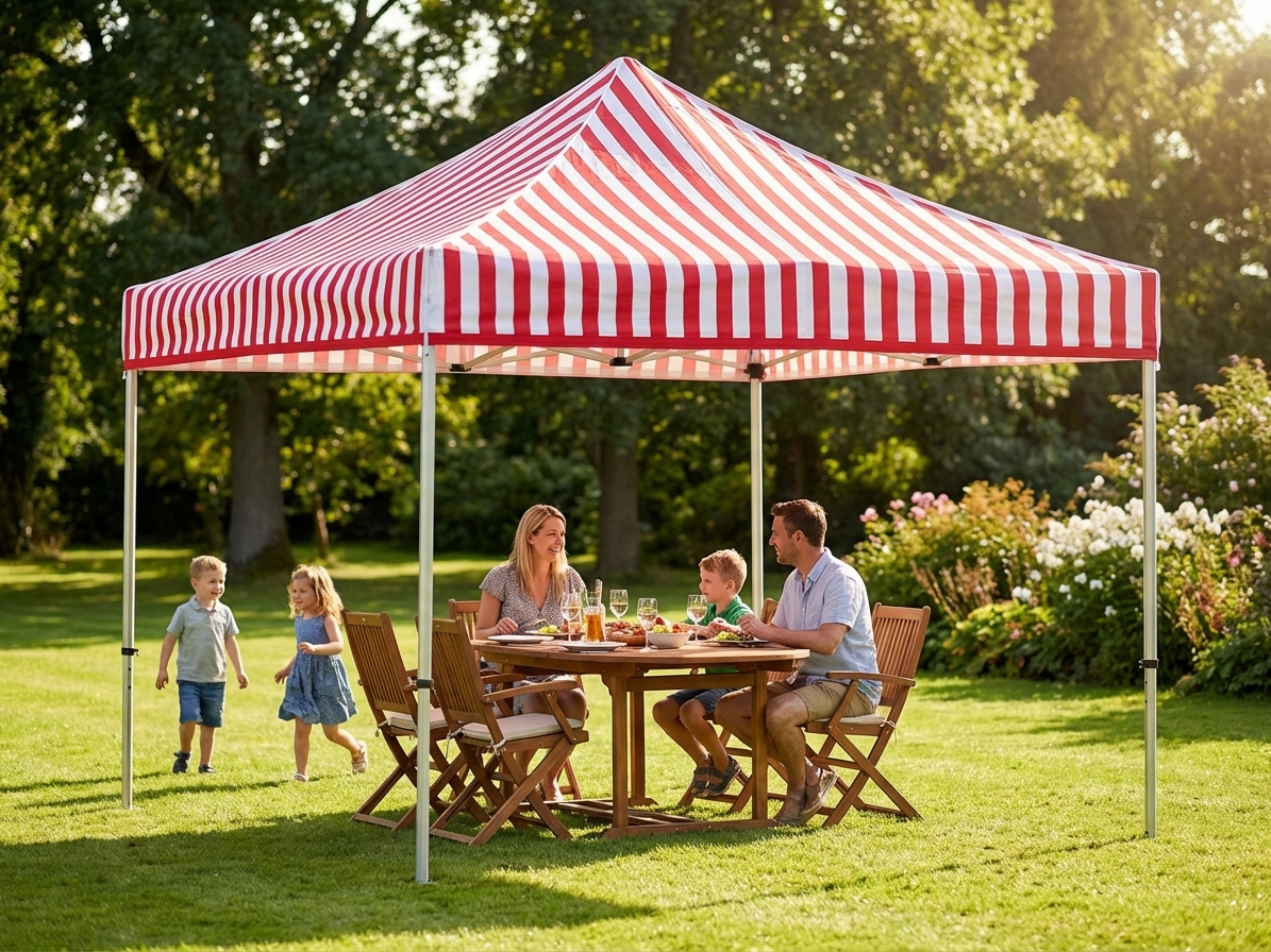 Pop up gazebo 4x4 m white and red with steel frame for outdoor use - view 3