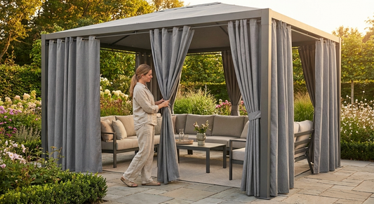 Grey Gazebo Curtain Set 3x6 m Mesh Outdoor - product detail