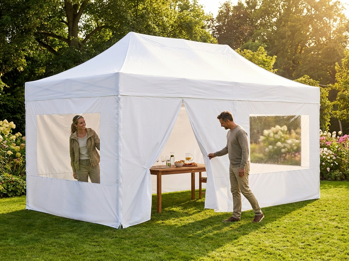 White gazebo sidewall kit for outdoor events - view 3