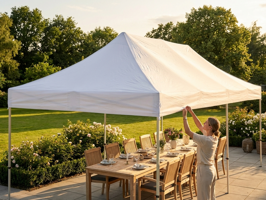 White gazebo roof cover 4x8m, flame-retardant for outdoor use - product detail