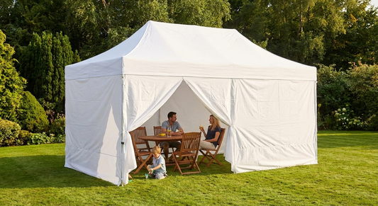 White pop-up gazebo with steel frame for outdoor events - product detail