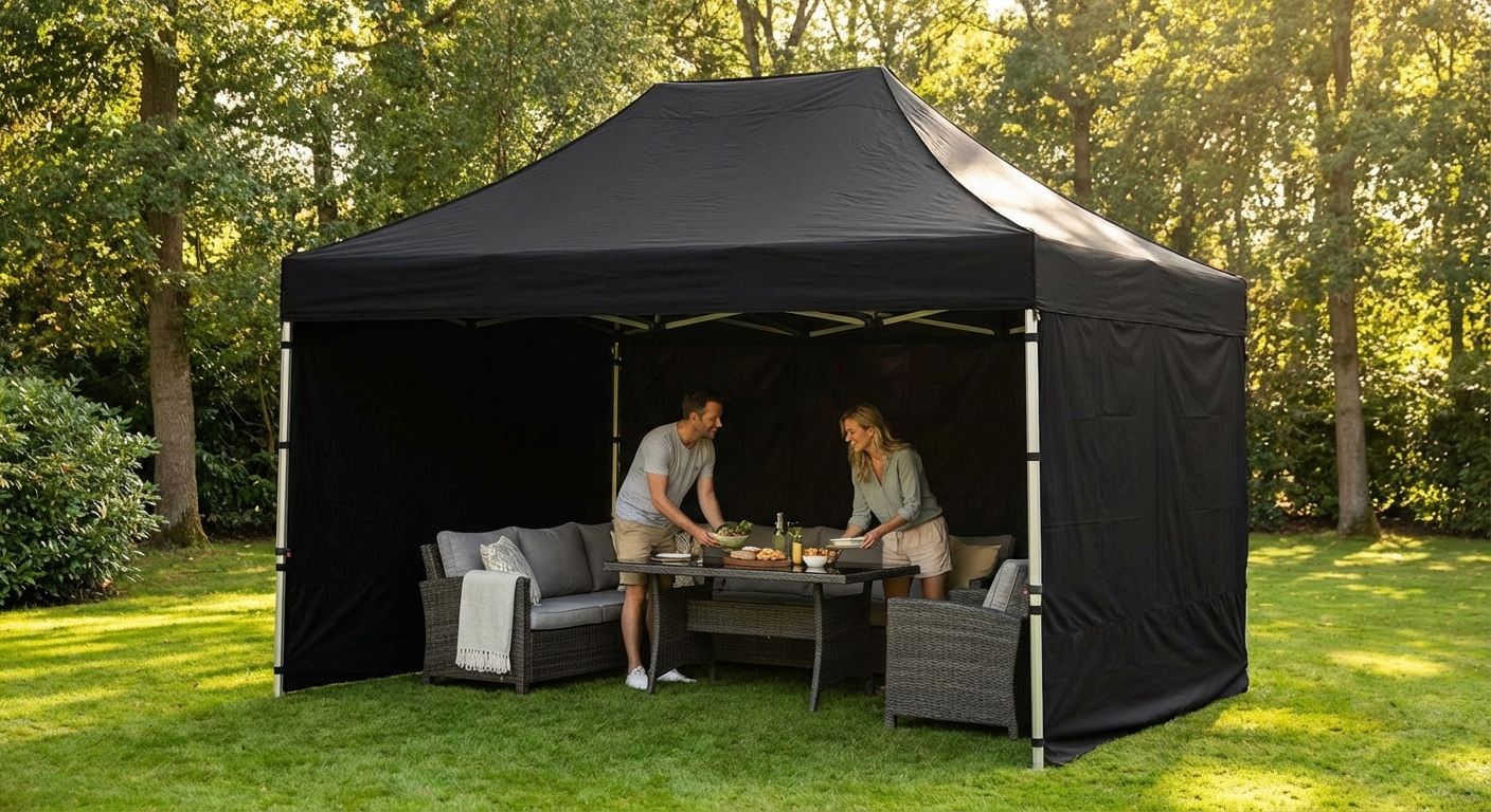 Black pop-up gazebo with aluminium frame for outdoor events - view 3