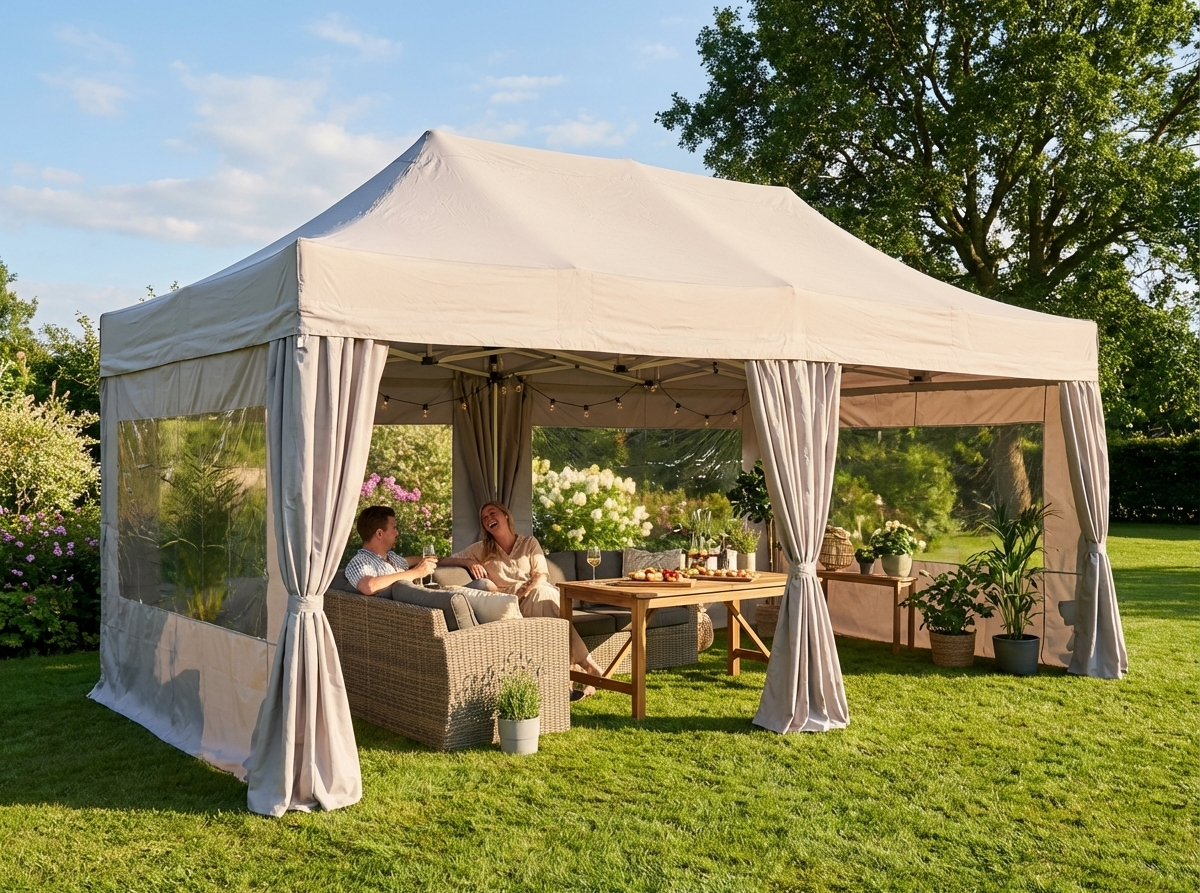 Pop up gazebo 3x6m in Latte colour with aluminium frame - view 3