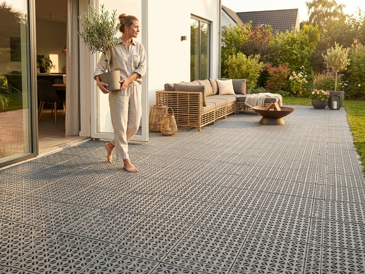Grey plastic flooring made from high quality polyethylene - view 3