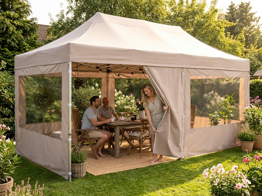 Gazebo sidewall kit in latte colour, 4x8m size for outdoor use - product detail