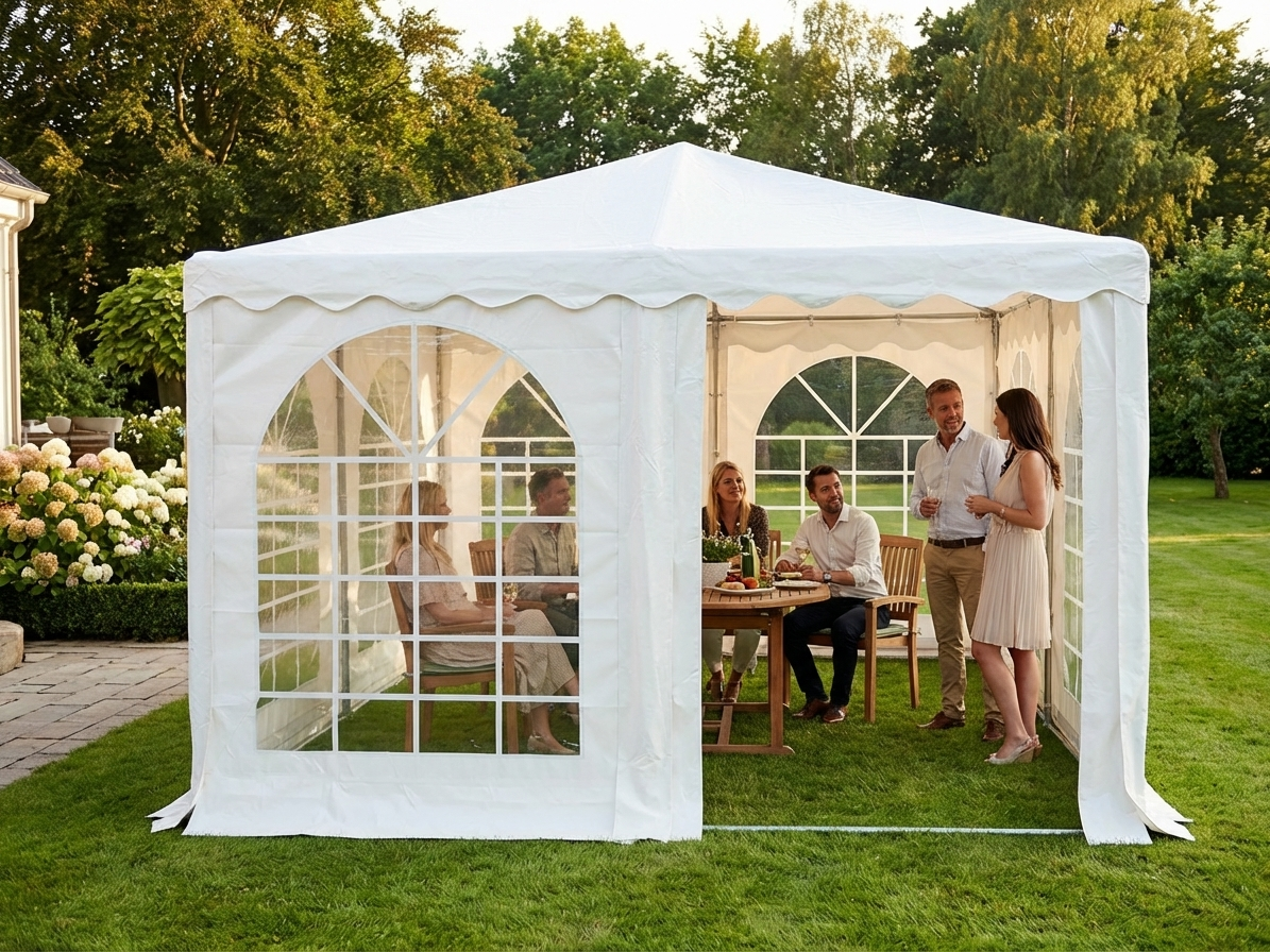 White 4x4 m pagoda marquee made of PVC and steel for outdoor events - view 3