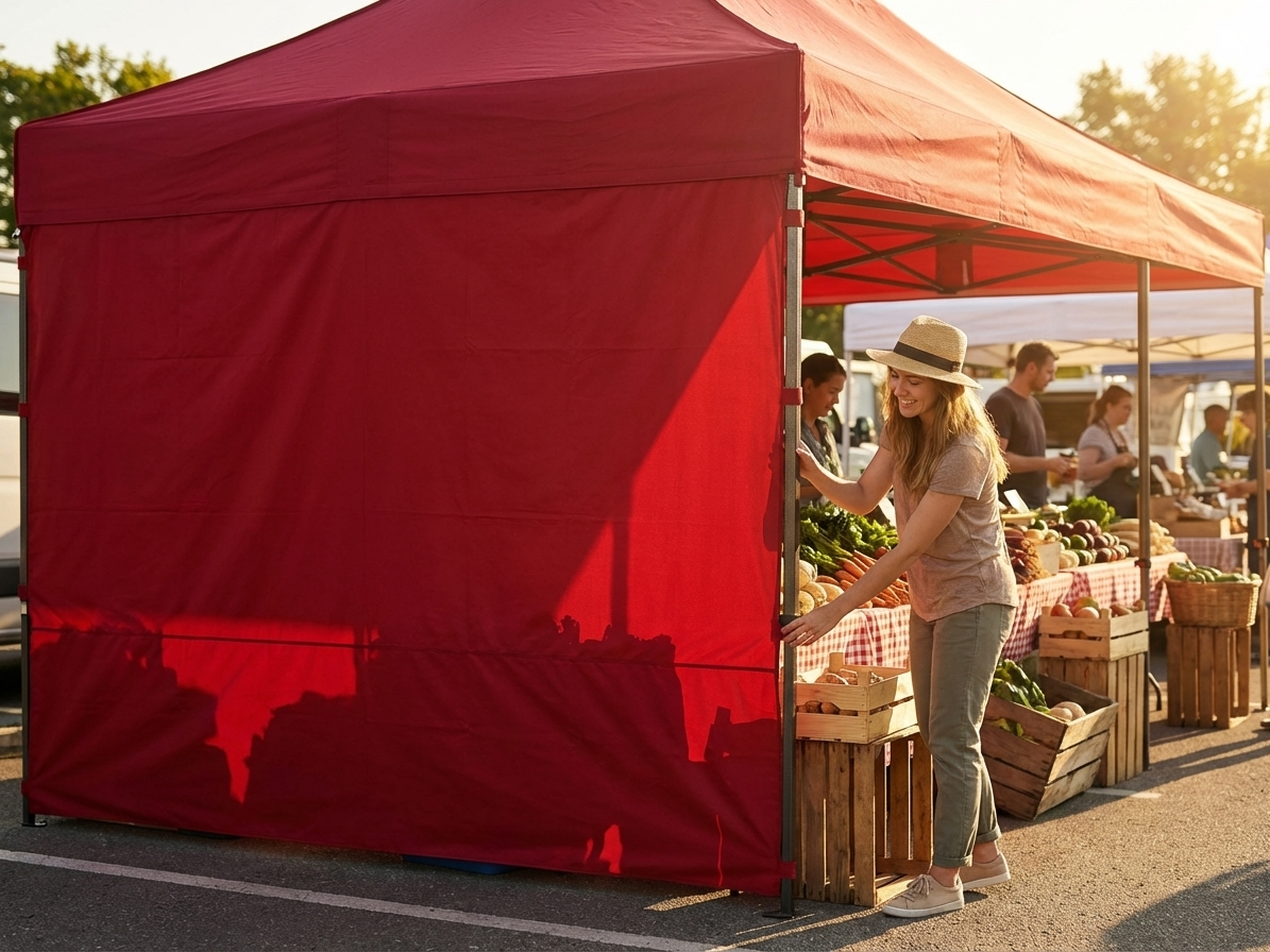 Red 6m sidewall for event tents, made from durable material - view 3