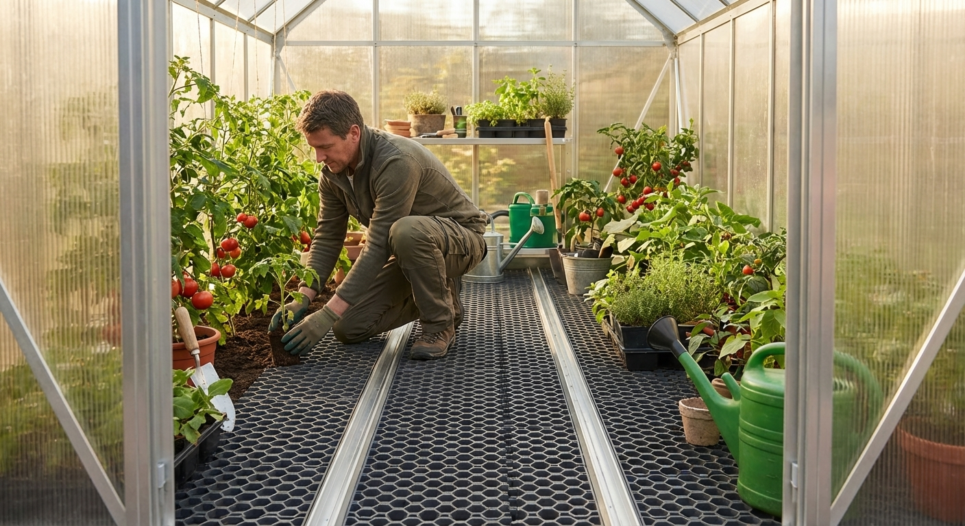 Greenhouse track separator for ground reinforcement - view 3