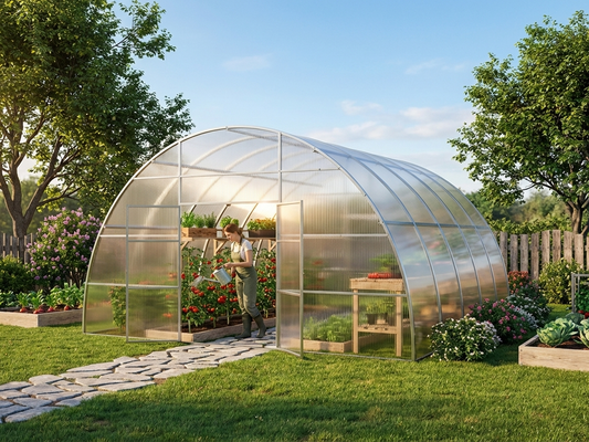 Polycarbonate Greenhouse, 24 m², Silver, durable and spacious - product detail