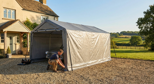 Roof cover for portable garage, 3.6x6 m grey PE tarpaulin - product detail