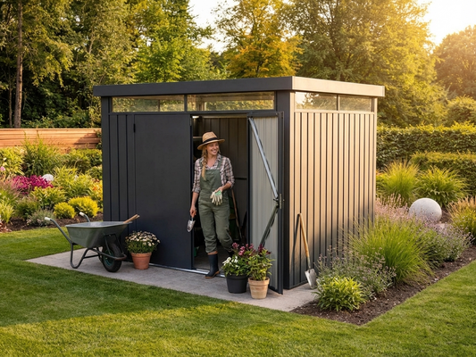 Anthracite garden shed made from galvanised steel for outdoor storage - product detail