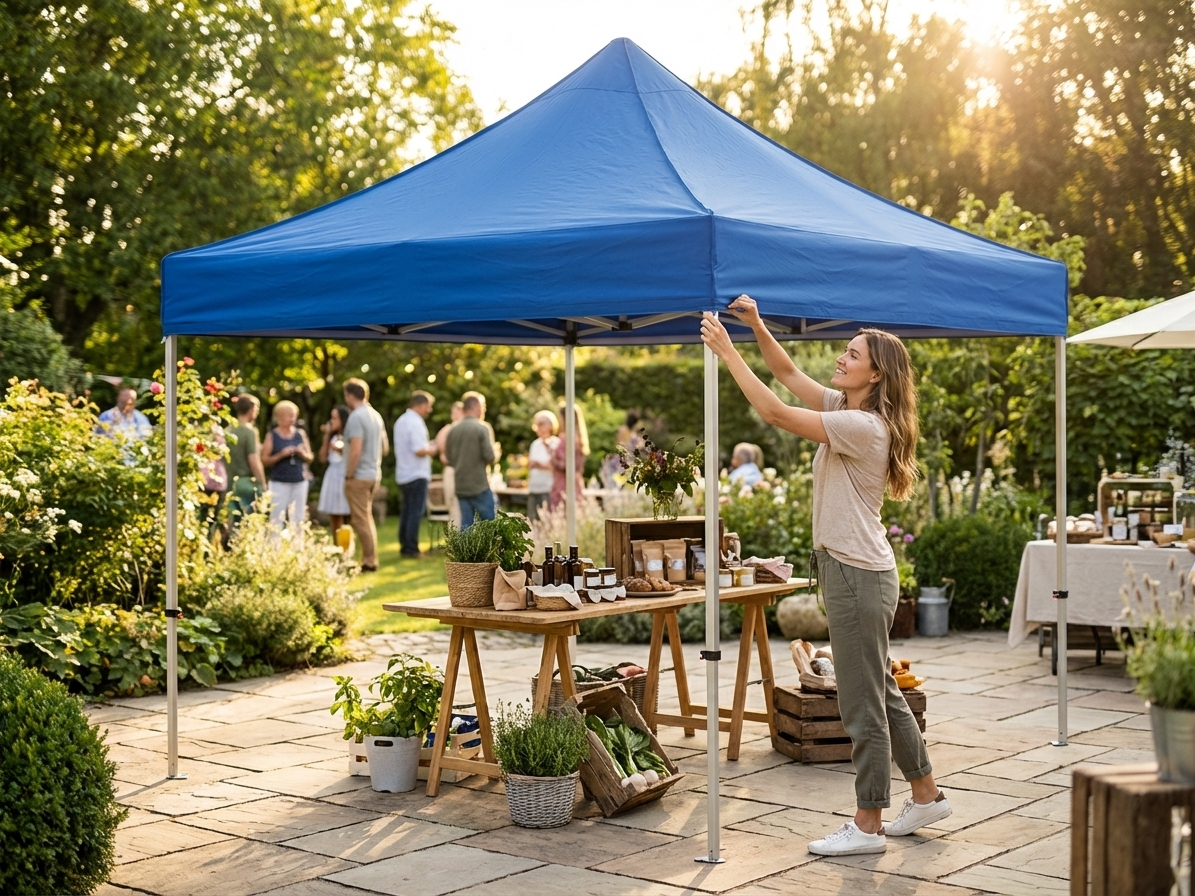 Blue 2x2 metre pop up gazebo roof cover for outdoor use - view 3