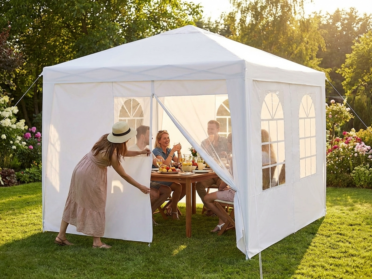 White sidewall kit for 3x3m pop-up gazebo, waterproof and UV-resistant - view 3