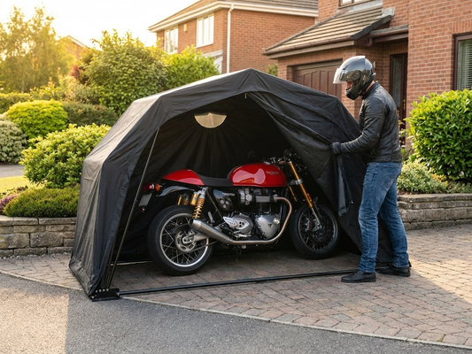 Black folding garage made from 600D Oxford fabric with steel frame - product detail