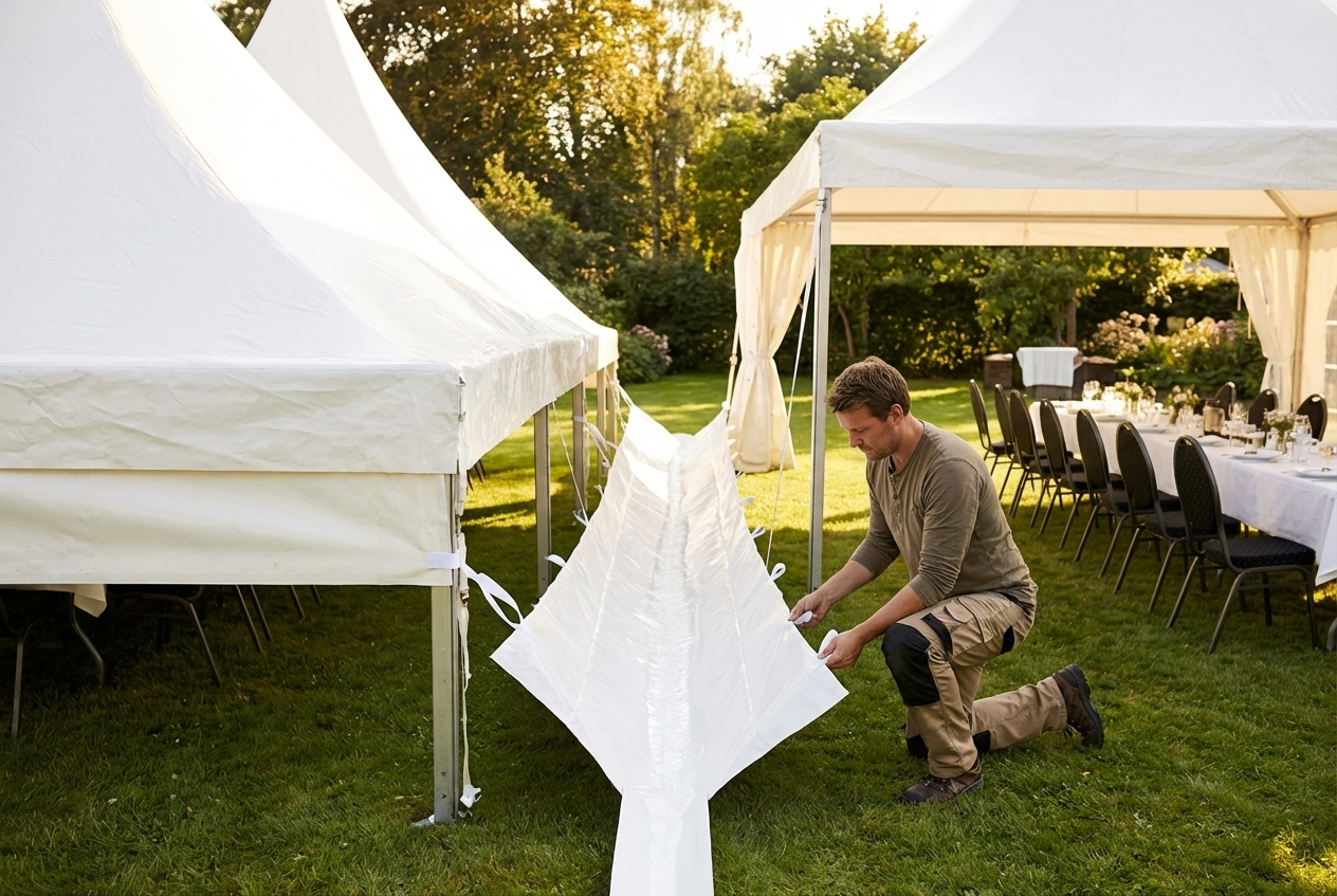 White PVC raingutter for pagoda marquees, 6 metres - view 3