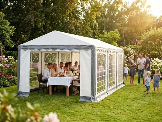 Marquee 4x6 m in Grey/White, ideal for outdoor events - product detail