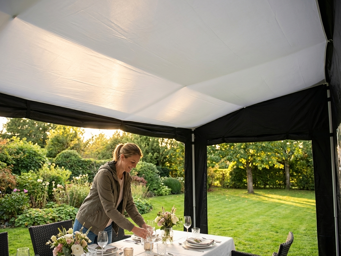 White pop-up gazebo roof lining for 4x4m, ideal for outdoor events - view 3