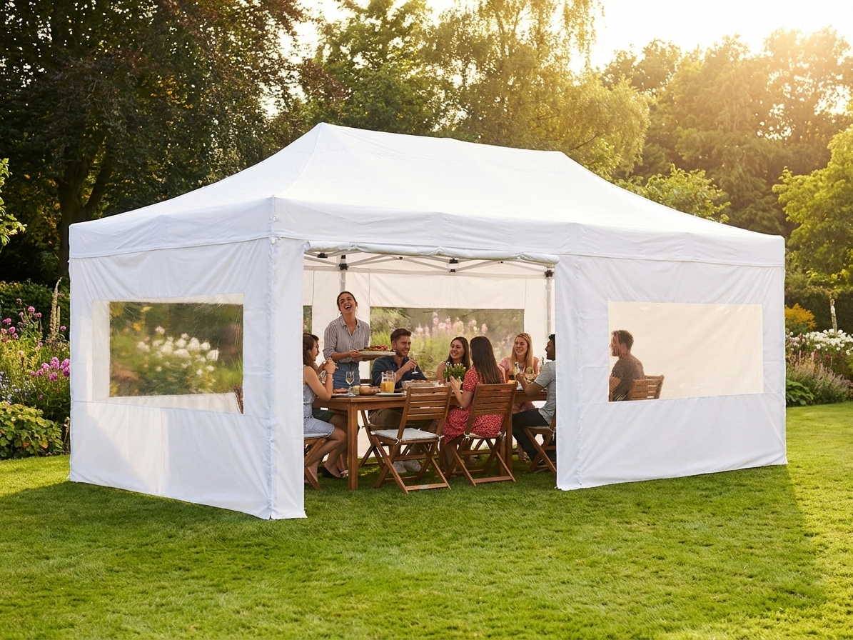 White pop up gazebo with flame retardant feature for outdoor events - view 3