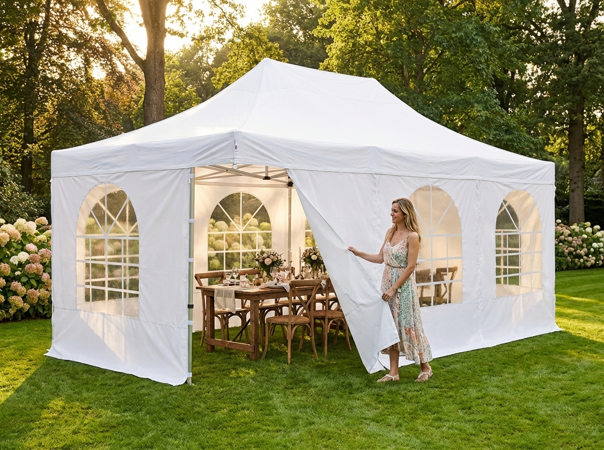 White pop up gazebo 4x6 m with aluminium frame for outdoor events - view 3