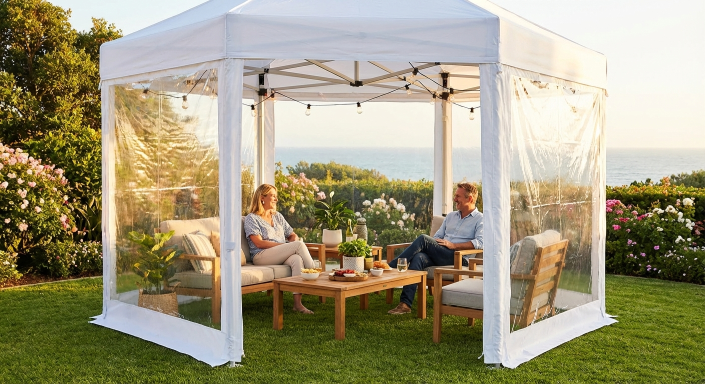 Clear pop-up gazebo 4x4m with aluminium frame for outdoor use - view 3