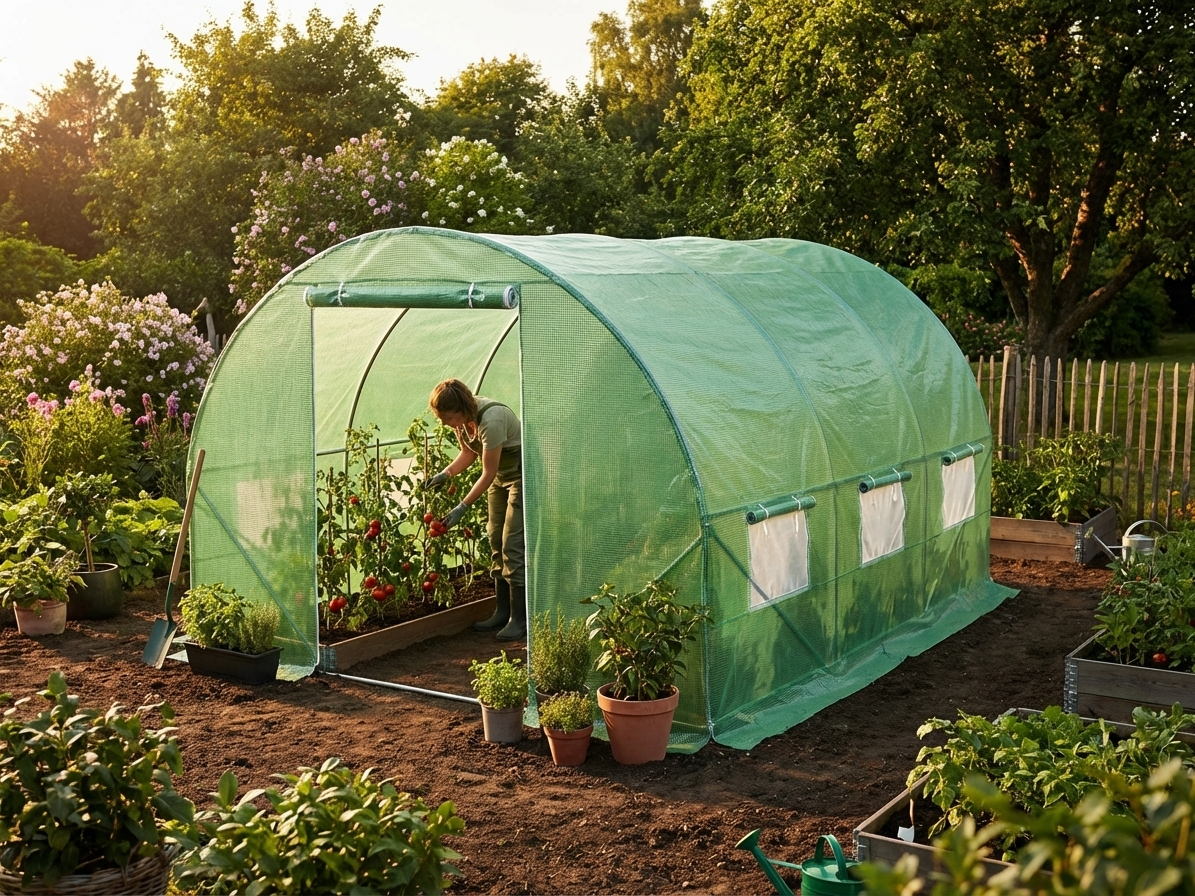 Polytunnel Greenhouse 3x4.5x2 m in Green for Outdoor Use - view 3