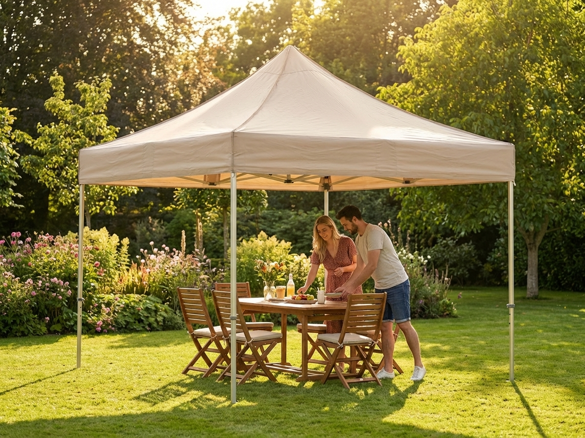 Pop up gazebo in latte colour with aluminium frame for outdoor events - view 3