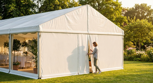 PVC endwall for outdoor events, 4m white, waterproof and UV-resistant - product detail