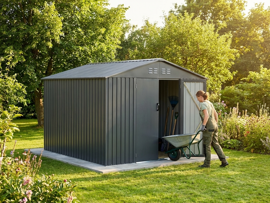 Anthracite garden shed made of zinc-coated steel - product detail