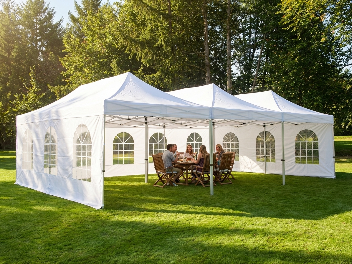 White pop-up gazebo with steel frame, ideal for events - view 3