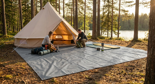 Grey PVC Tarpaulin 4.5x8.5 m for industrial and domestic use - product detail