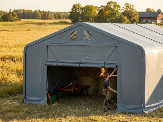 Grey PVC end wall/door for storage shelter - product detail