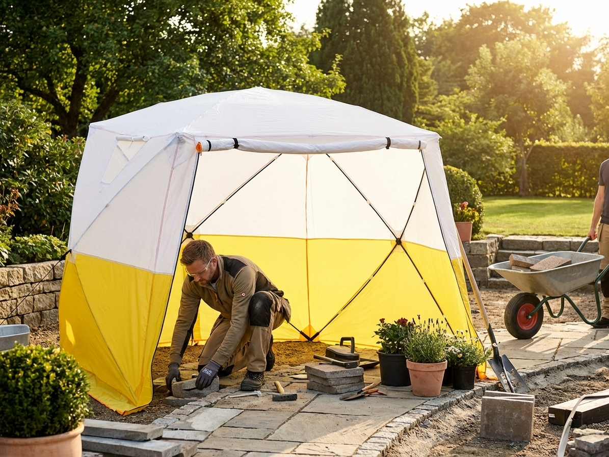 Yellow and white flame-retardant work tent, 2.5x2.5x2 m - view 3