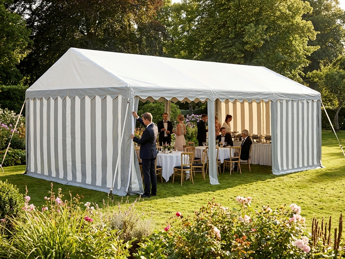Marquee roof cover in white and grey for 6x12 m size - view 3