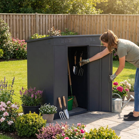 Anthracite garden shed in cold rolled steel for outdoor storage - product detail