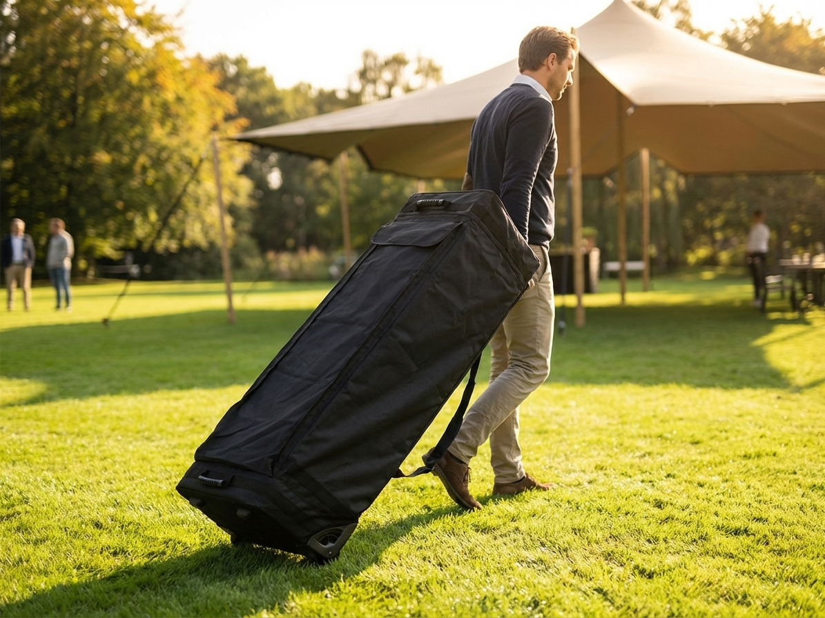 Black carry bag with wheels made of waterproof 600D polyester - view 3