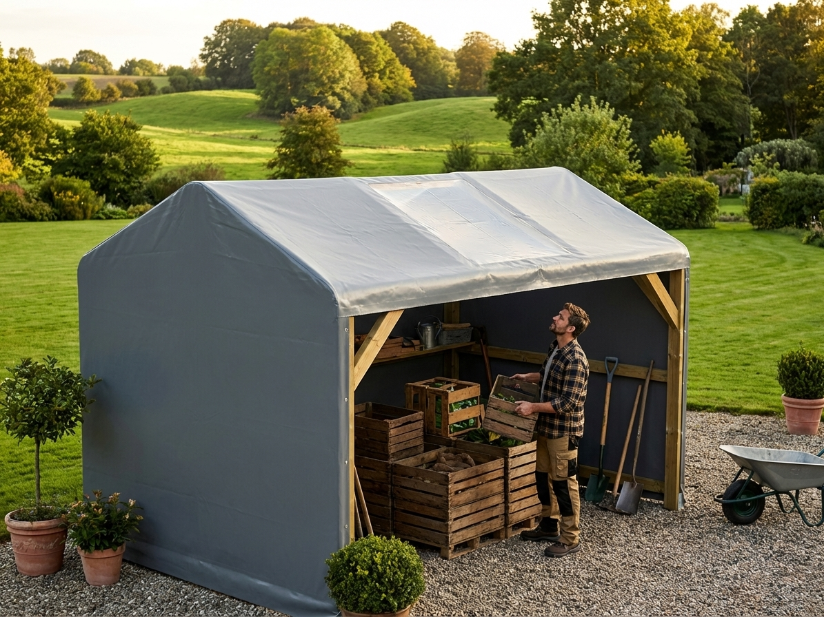 Storage Shelter Roof Cover 7x7m Grey PVC for Outdoor Use - view 3