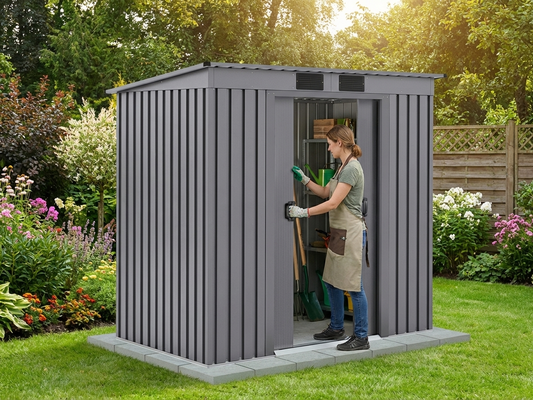 Durable aluminium grey garden shed for outdoor storage - product detail