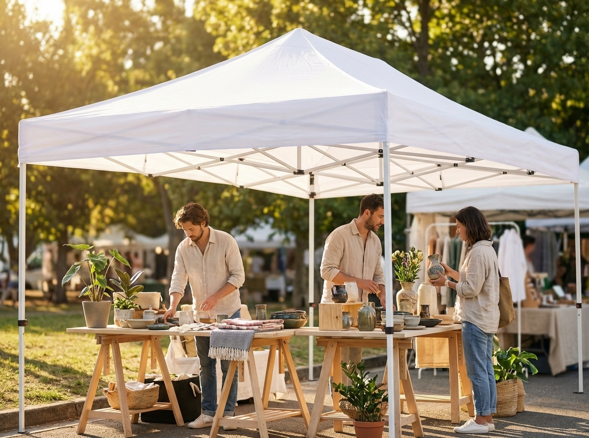 Pop up gazebo 2.5x5 m white with aluminium frame for outdoor events - view 3