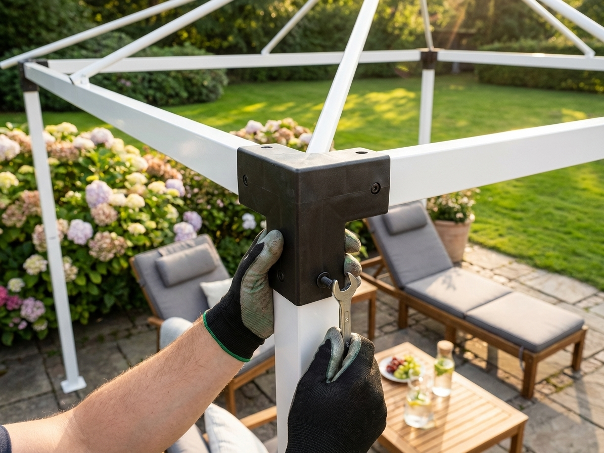 Black plastic corner leg top fitting for indoor and outdoor use - view 3
